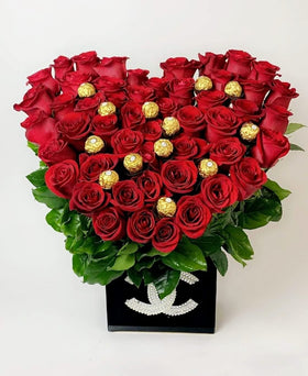 Heart Of Roses With Mixed Ferrero Rocher